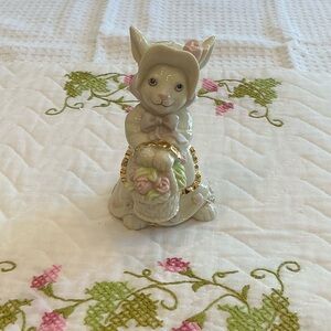 Ceramic Bunny Figurine with Pink and Gold Accents by Lenox
